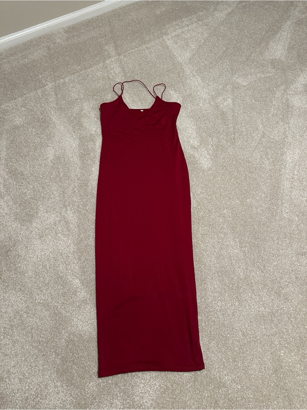 Red Spaghetti Strap Maxi Bodycon Dress - Women's